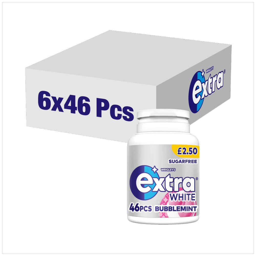 Extra White Chewing Gum Bottle Sugar Free Bubblemint x46 Pieces PMP £2.50