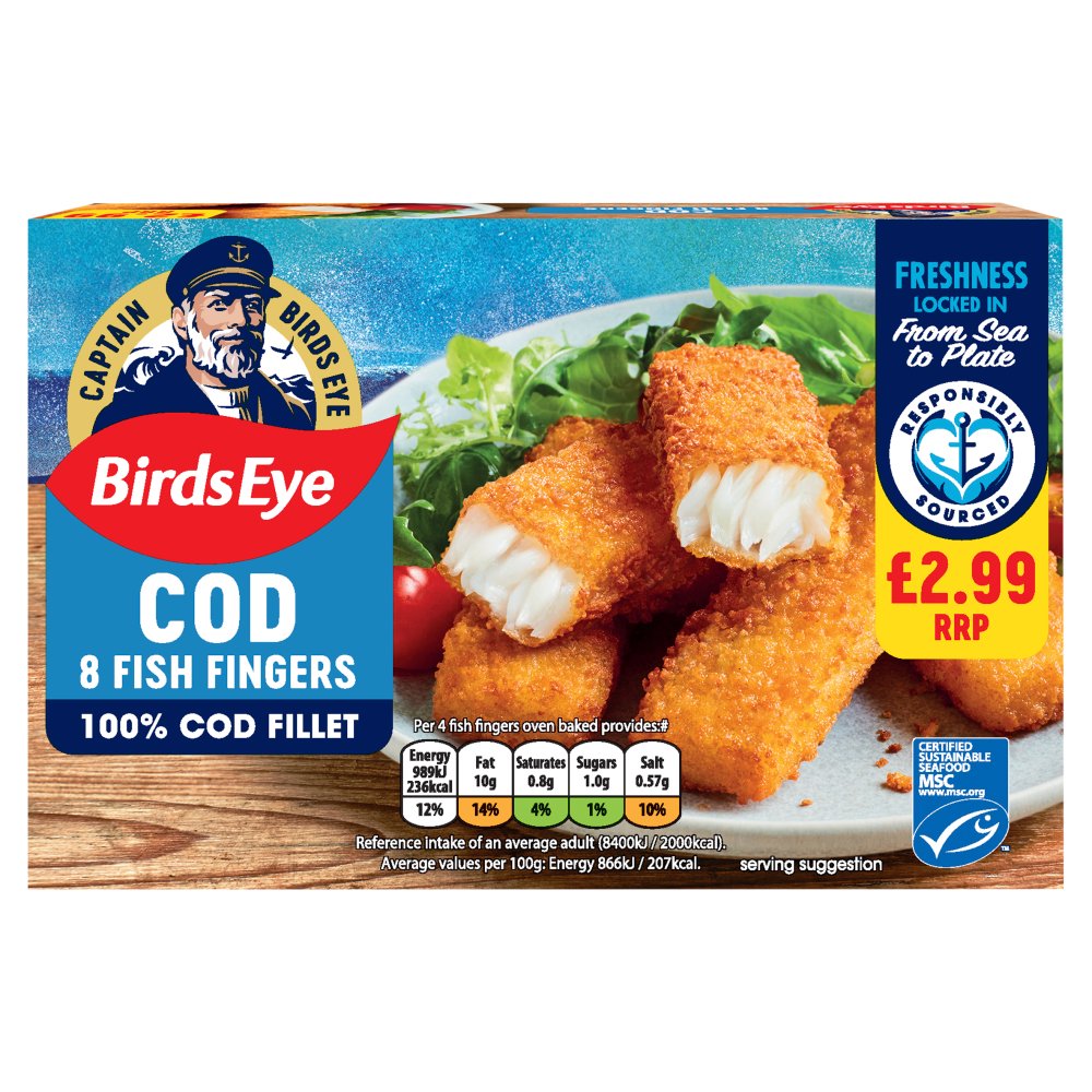Birds Eye 8 Cod Fish Fillet 224g