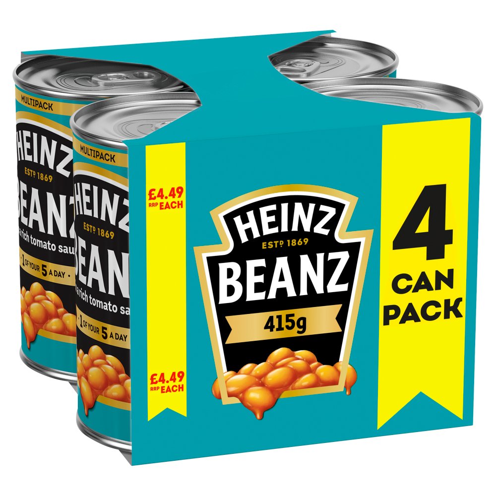 Heinz Baked Beans in a Rich Tomato Sauce PMP 4 x 415g