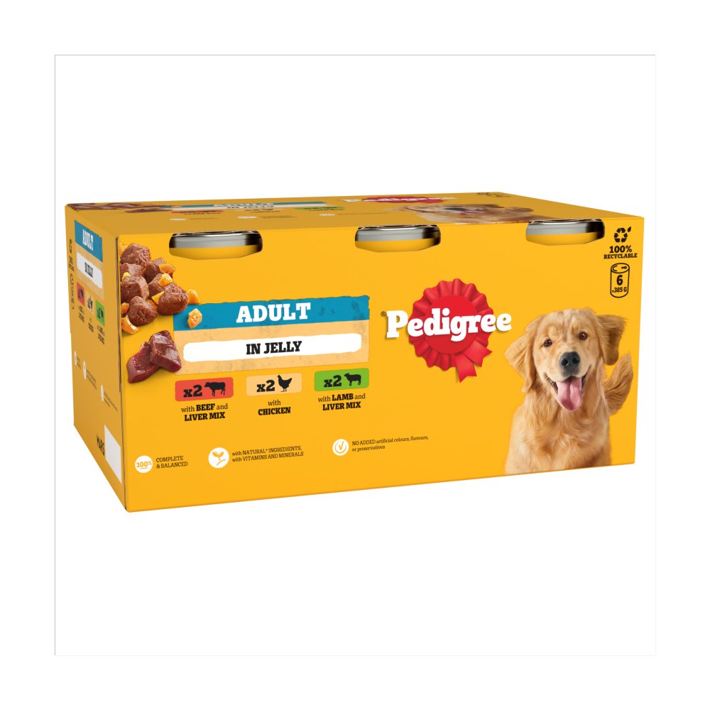 PEDIGREE® Adult Wet Dog Food Mixed Selection Chunks in Jelly 6 x 385g Can