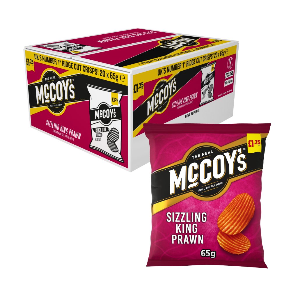 McCoy's Sizzling King Prawn Sharing Crisps 65g, £1.25 PMP