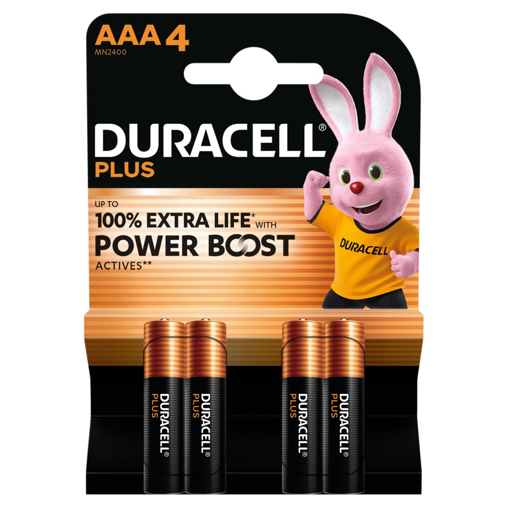 DURACELL Plus AAA Batteries (4 Pack) – Power Boost Alkaline Batteries 1.5V