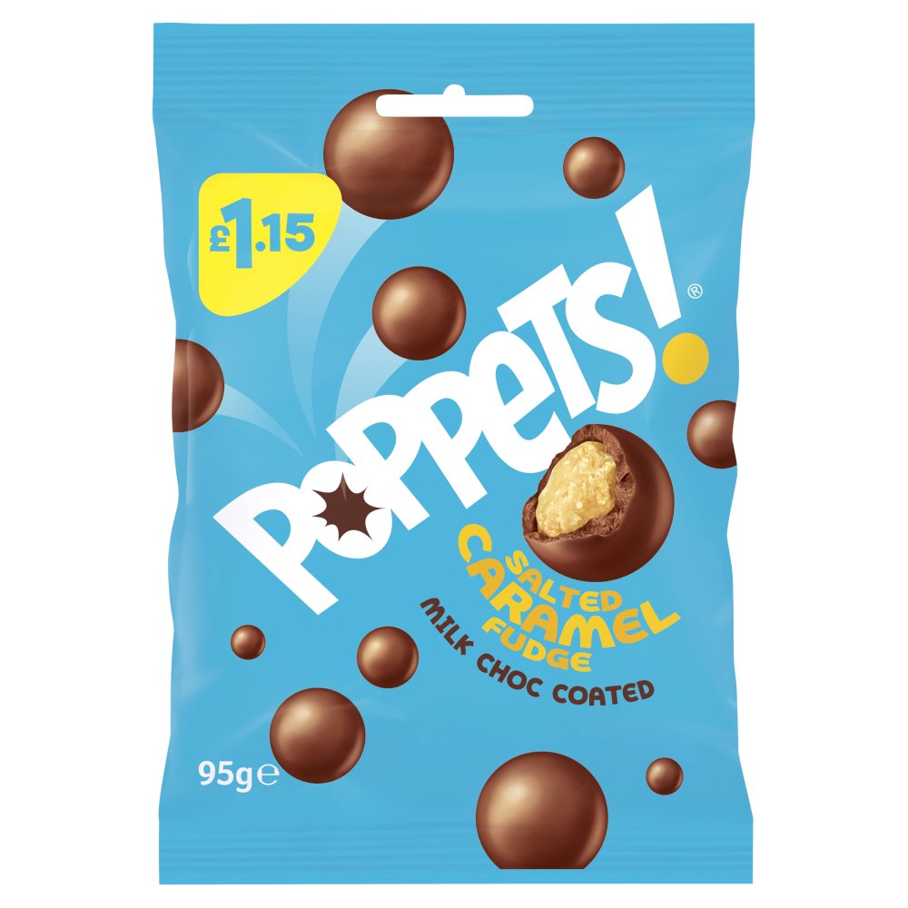 Poppets Salted Caramel Fudge Milk Choc Coated 95g