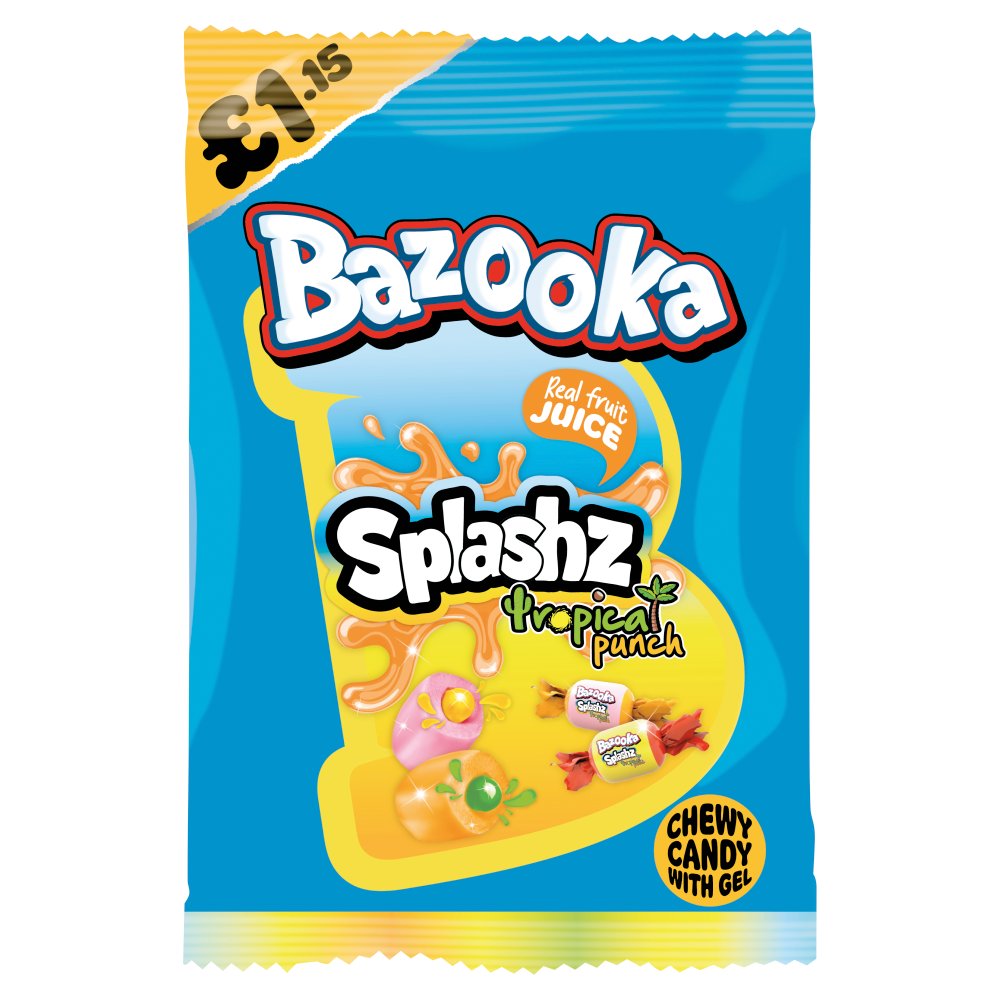 Bazooka Splashz Tropical Punch Chewy Candy with Gel 120g