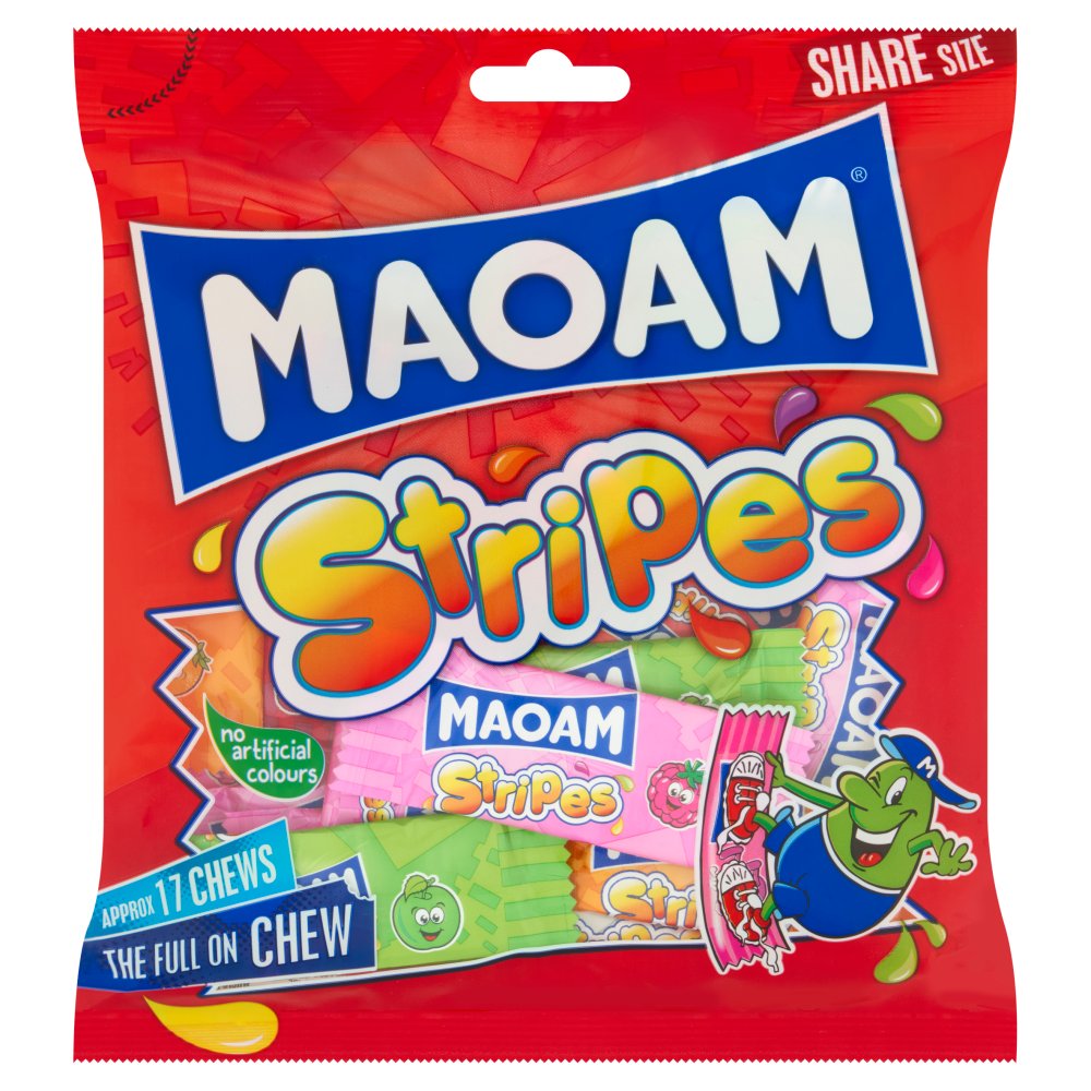 MAOAM Stripes Fruit & Cola Flavour Chewy Sweets Sharing Bag 140g