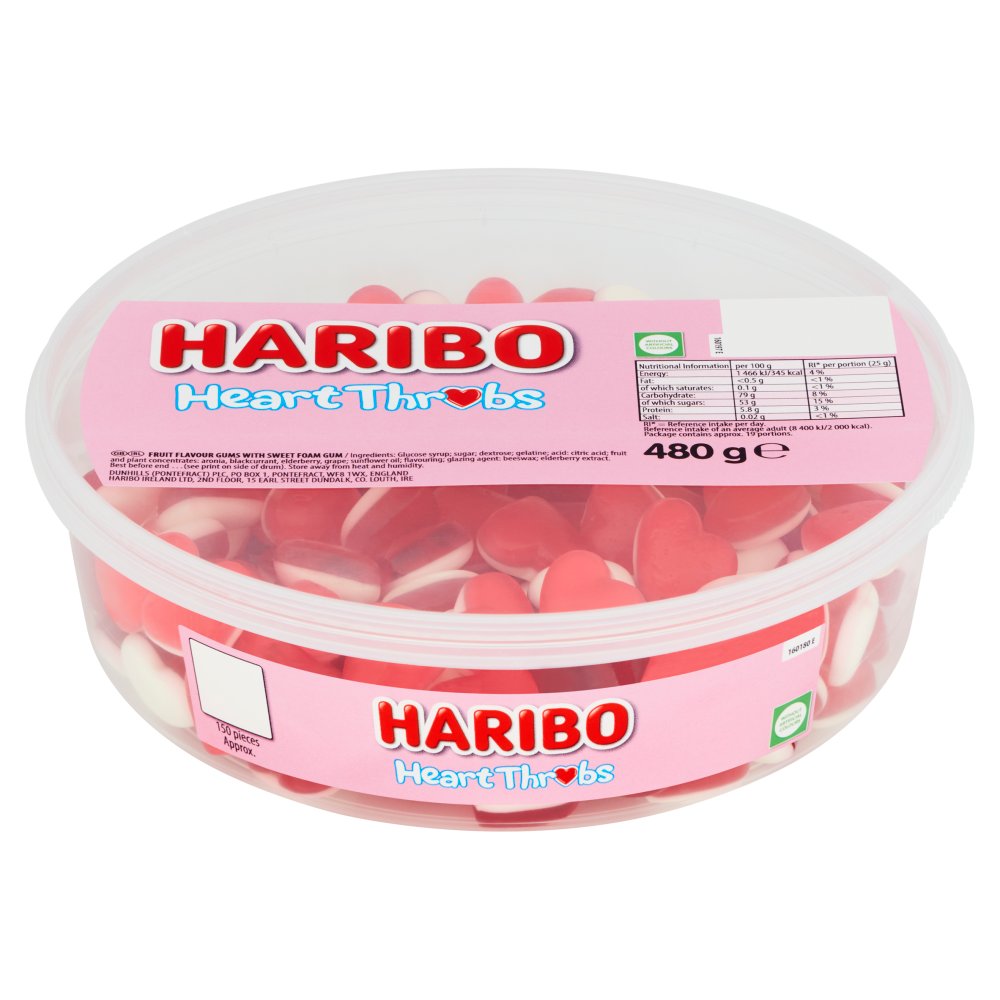 HARIBO Heart Throbs Jelly & Foam Sweets Tub 480g