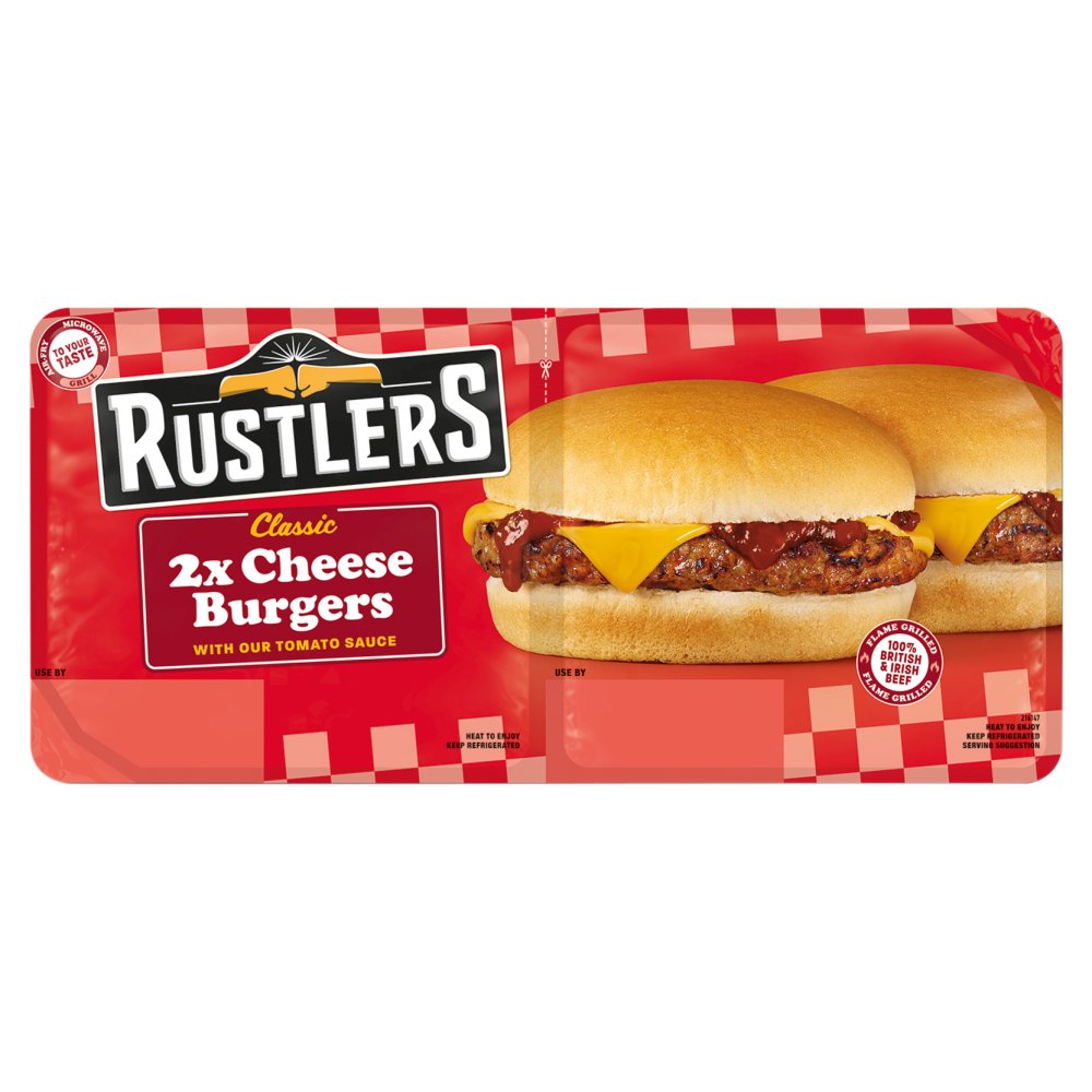 Rustlers Classic Cheese Burgers with Our Tomato Sauce 222g