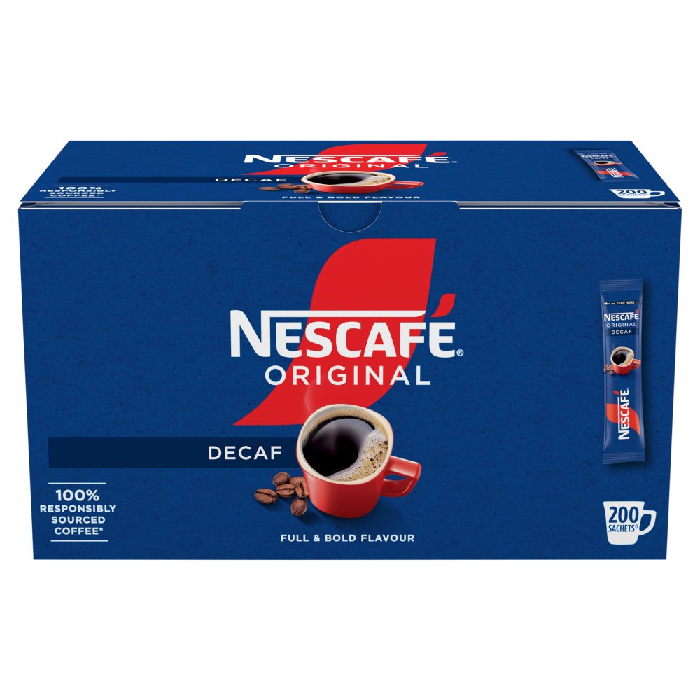 NESCAFE Original Decaf Instant Coffee Sachets - 200 x 1.8g Sticks
