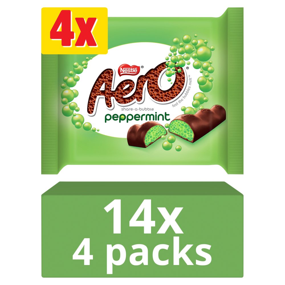 Aero Bubbly Peppermint Chocolate Bar 4 Pack Multipack 108g