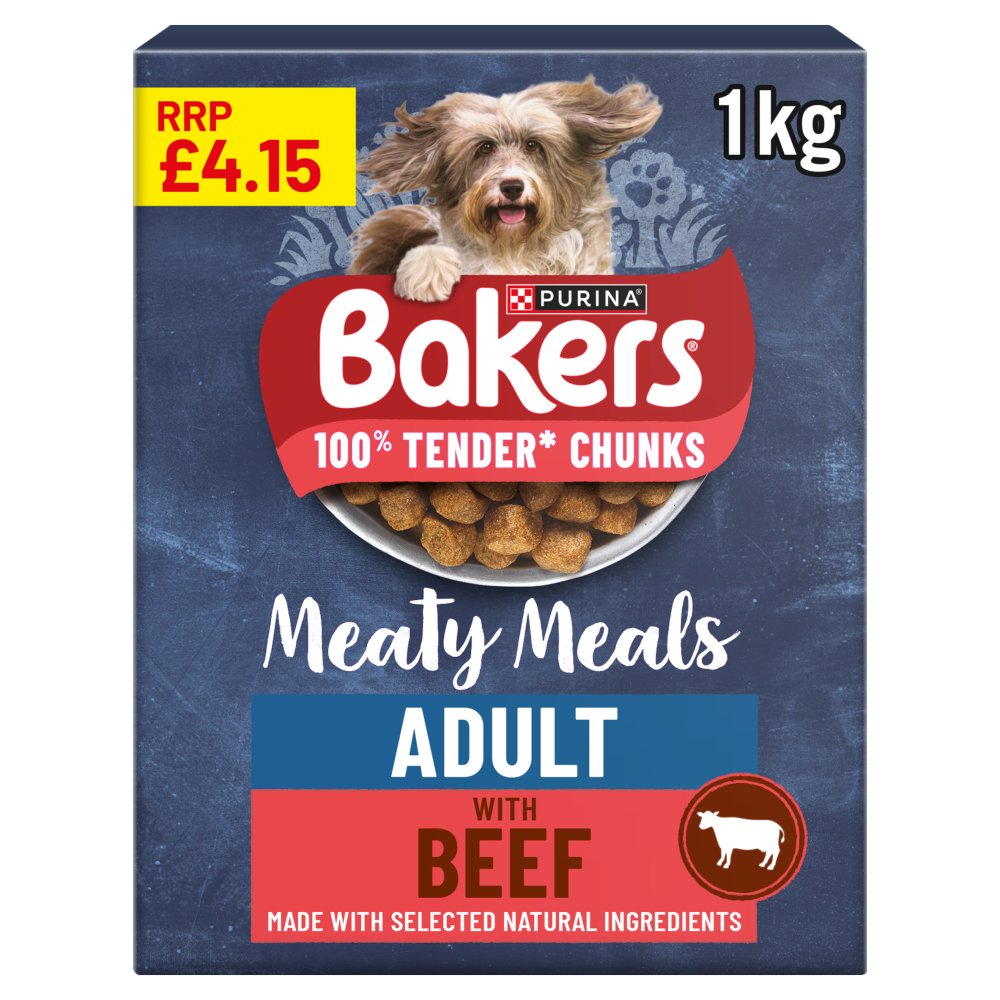 BAKERS Meaty Meals Beef Dry Dog Food 1kg PMP